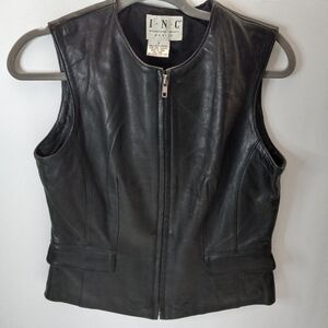 Vintage INC Black Leather Moto Vest